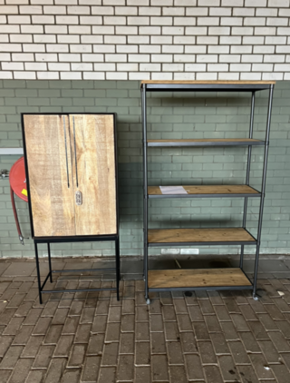 2x Wandkast Nairobi en Shelf op wielen White label, Dutchbone